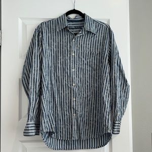 Tommy Bahama Blue Stripe Long Sleeve Button Down Shirt Medium